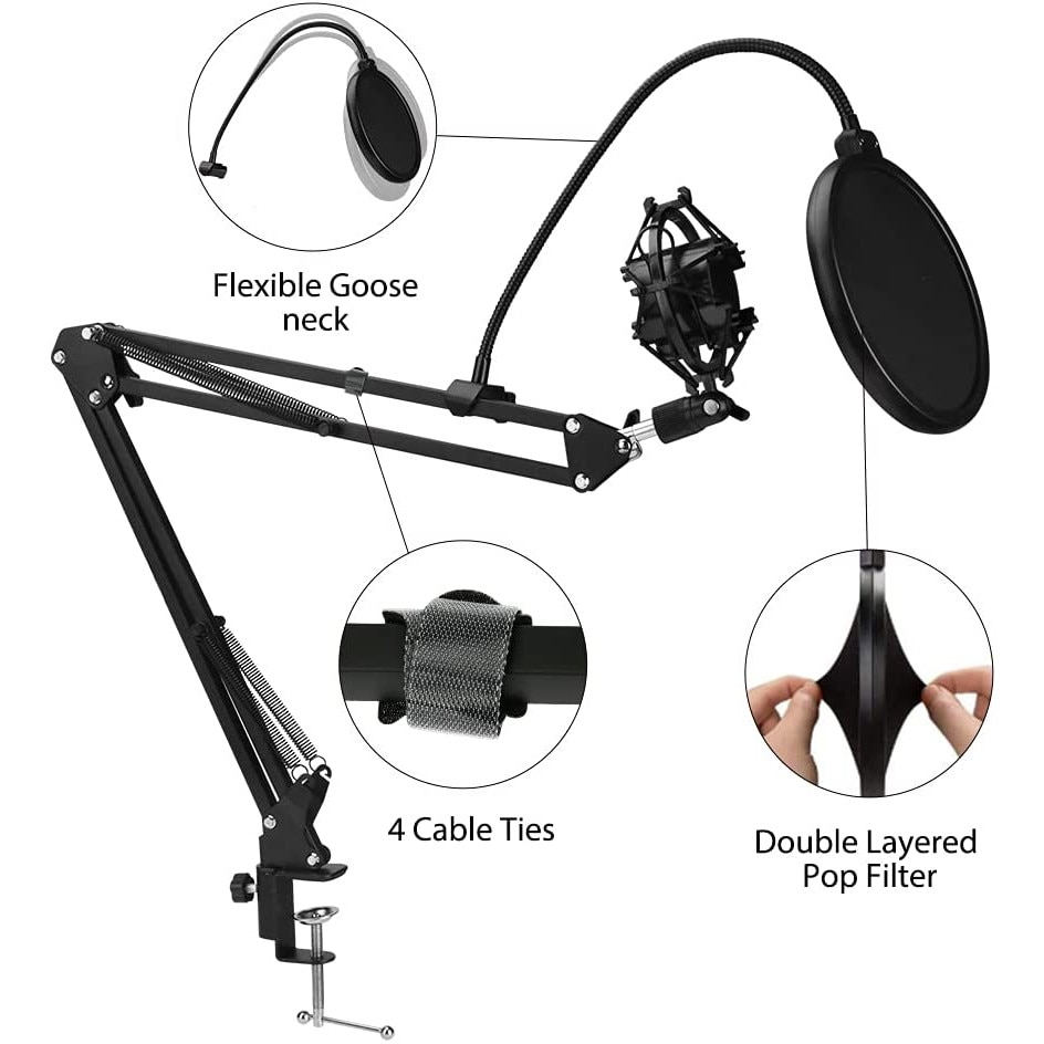 Zootop Mic Stand Vise Arm Set, Pop Filter Stand, Професионална