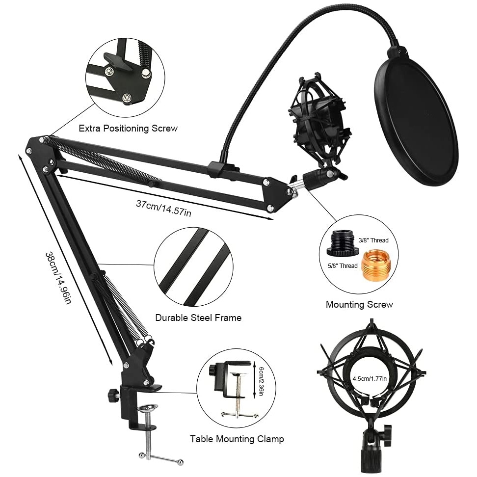 Zootop Mic Stand Vise Arm Set, Pop Filter Stand, Професионална