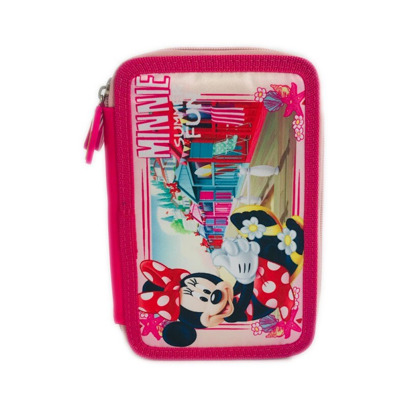 Penar textil 3 fermoare, 3 compartimente Minnie, dimensiuni 21X14X6.5cm