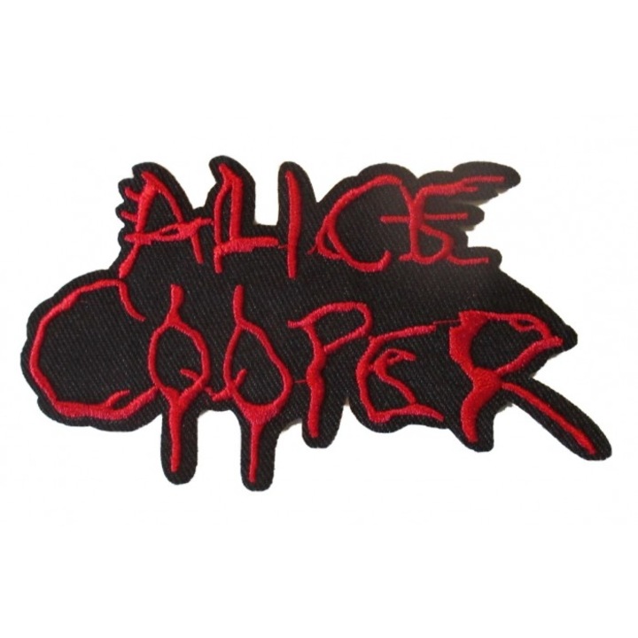 Petic textil Alice Cooper, 10.5x5.5 cm, Negru/Rosu