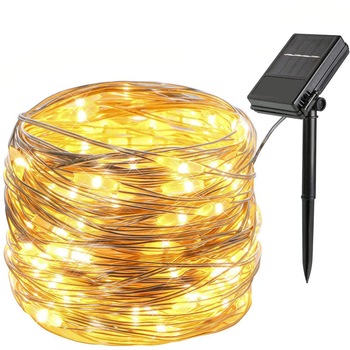 Instalatie de Craciun, YWX®, 12M, 100 LED, RGB, 8 Moduri, IP45 Rezistent la apa, Baterii/Panou solar, Alb cald Instalatie de Craciun, YWX®, 12M, 100 LED, RGB, 8 Moduri, IP45 Rezistent la apa, Baterii/Panou solar, Alb cald
