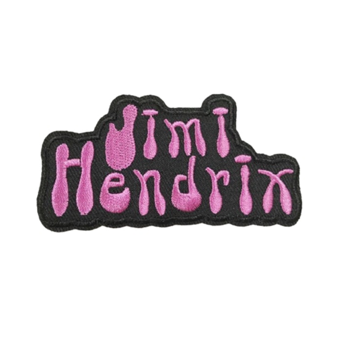 Petic textil Jimi hendrix, negru-roz, 9x4,5cm