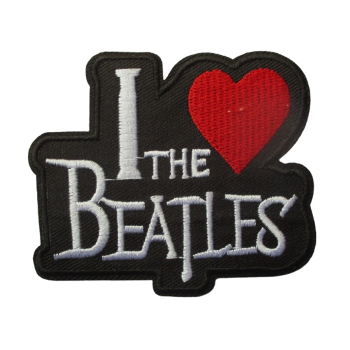 Petic textil, model I love the Beatles, multicolor, 8.5x7cm