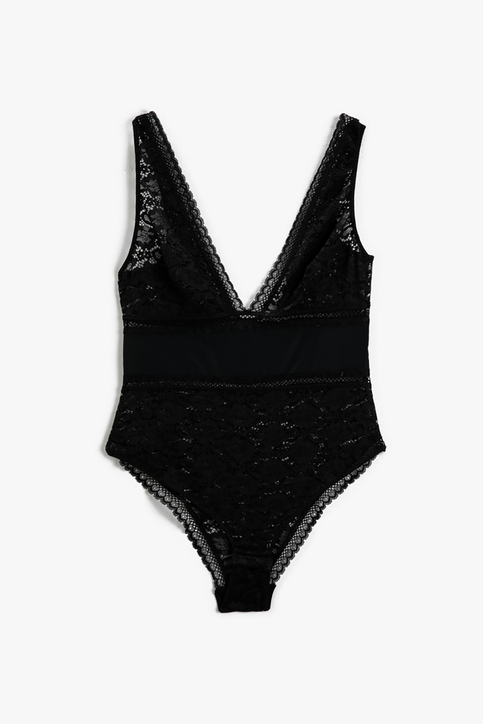 KOTON, Body din dantela cu decolteu in V, Negru, L
