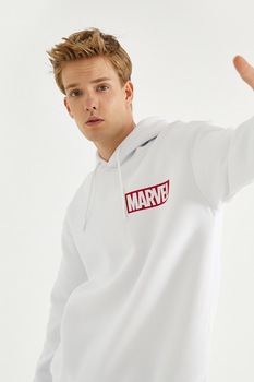 KOTON, Hanorac supradimensionat cu imprimeu Marvel, Alb, 2XL KOTON, Hanorac supradimensionat cu imprimeu Marvel, Alb, 2XL
