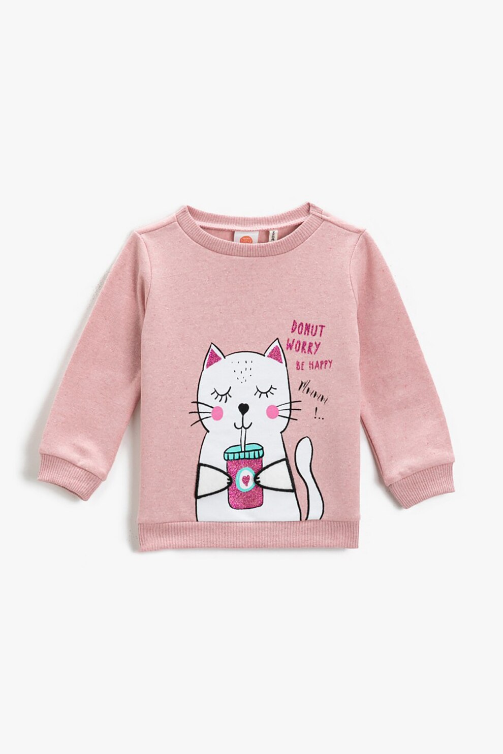 KOTON, Bluza sport cu imprimeu grafic, Roz pastel, 74-80 CM