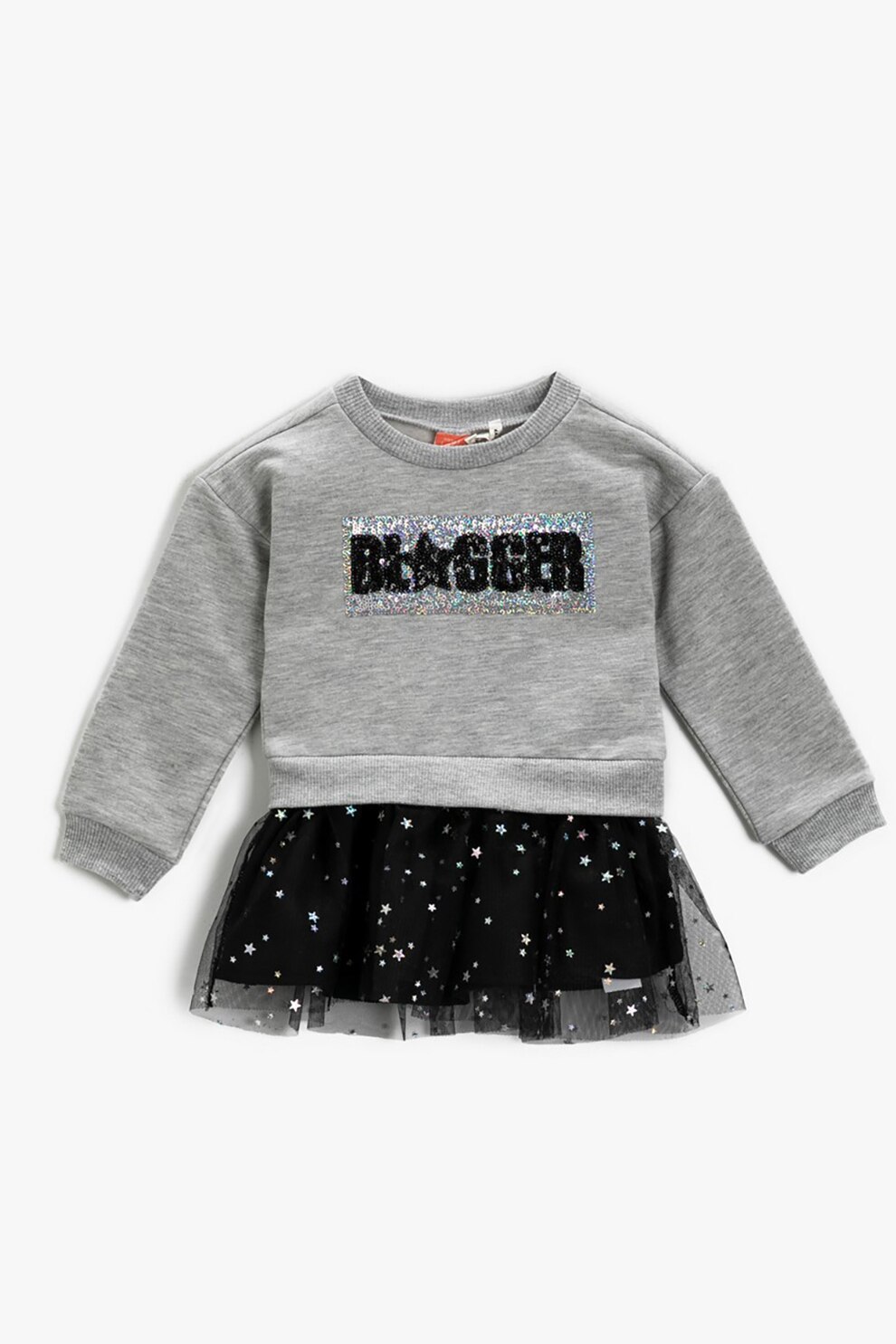 KOTON, Rochie cu aspect 2-in-1, Gri deschis melange/Negru