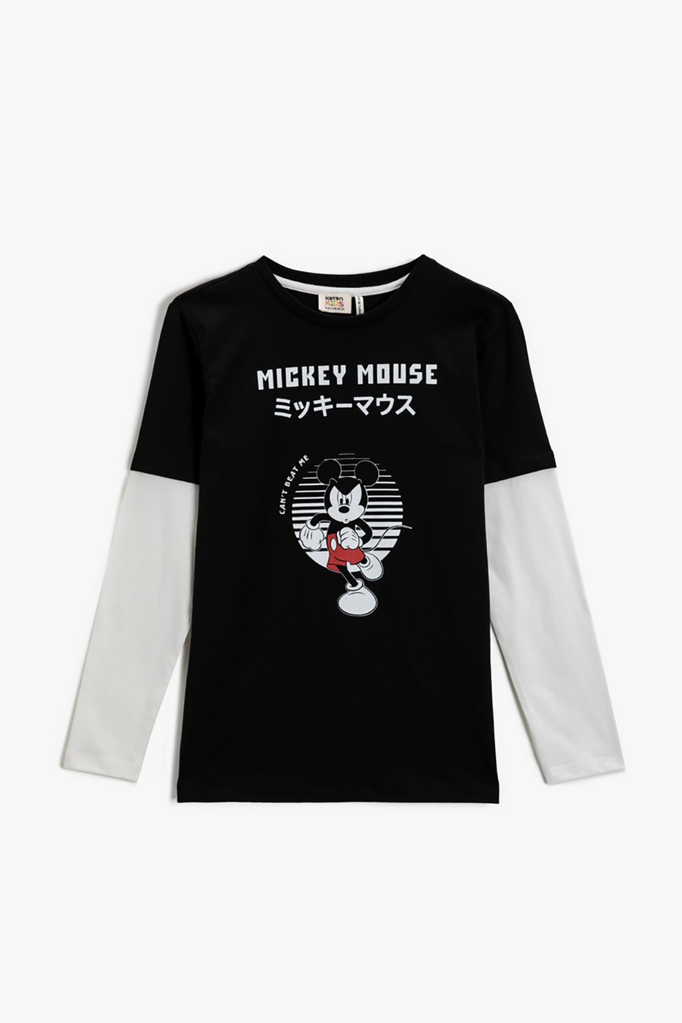 KOTON, Bluza din bumbac cu tematica Mickey Mouse, Negru/Alb