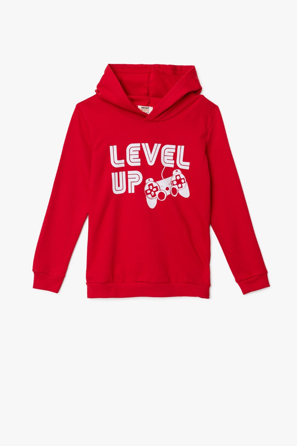 KOTON, Hanorac cu imprimeu si terminatie striata, Rosu/Alb