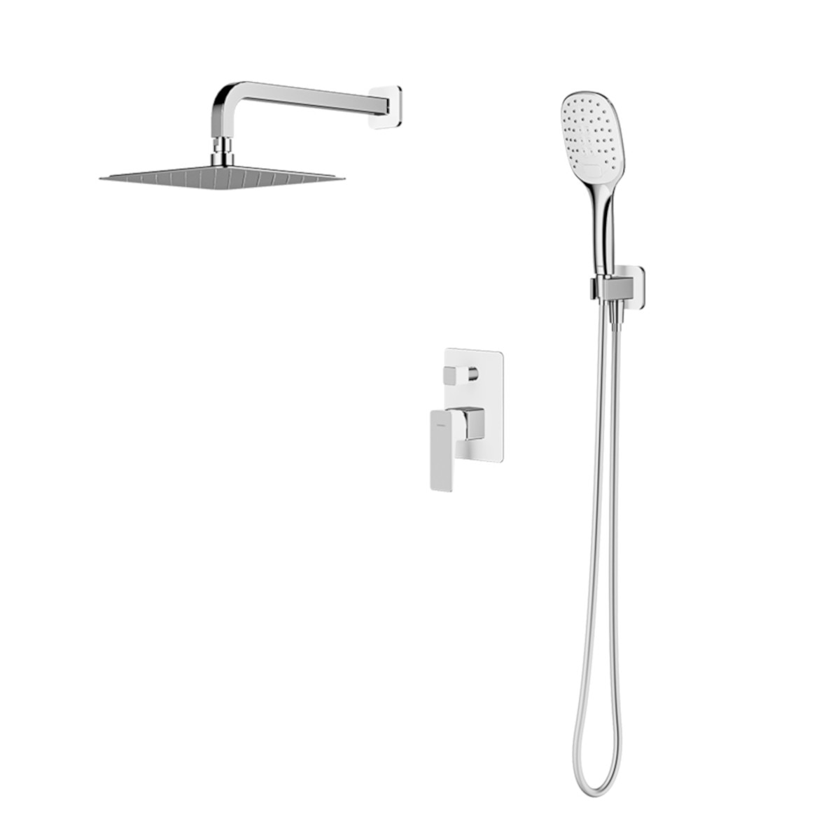 Sistem de dus OMNIRES PARMA, termostat, Alb, Crom, duze silicon Easy Clean, montaj incastrat