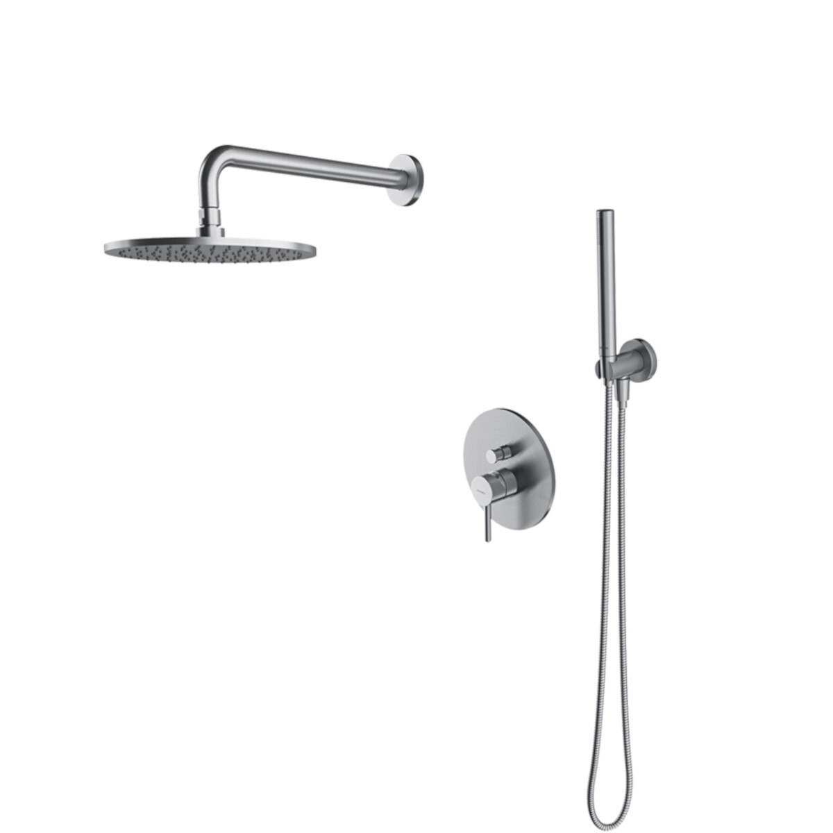 Sistem de dus incastrat OMNIRES Y, Nichel, finisaj periat PVD, duze silicon Easy Clean