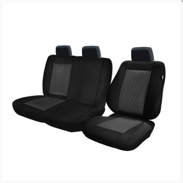 Комплект калъфи за седалки Smartic, текстилен материал, 3 части, черен