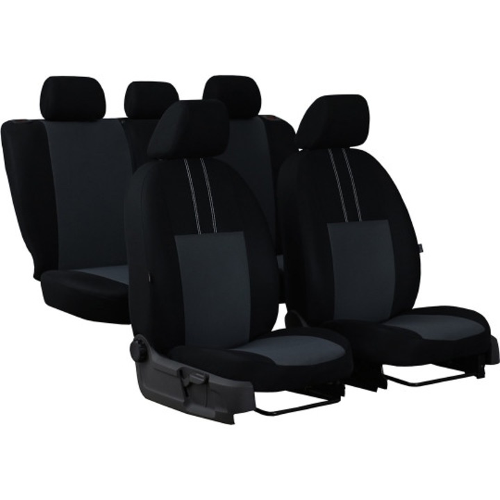 Универсален комплект калъфи за автомобилни седалки, Черно/Сиво, 9 бр