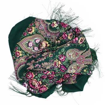 Sal de dama, Buticcochet, 100% Viscoza, Verde cu imprimeu floral,108x180 cm - ES747 Sal de dama, Buticcochet, 100% Viscoza, Verde cu imprimeu floral,108x180 cm - ES747