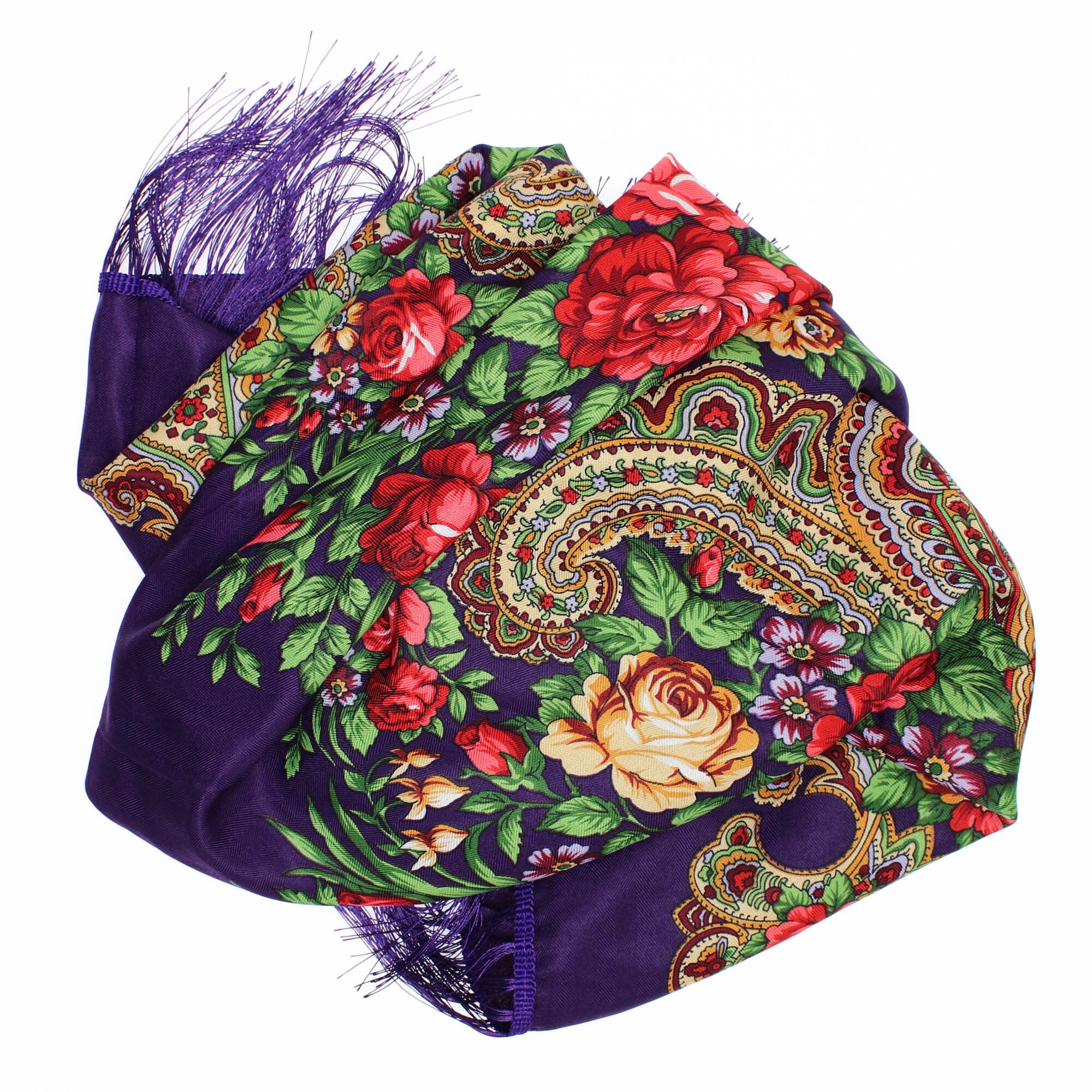 Esarfa de dama, Buticcochet, 100% Viscoza, Mov cu imprimeu floral, 108x180 cm - ES753