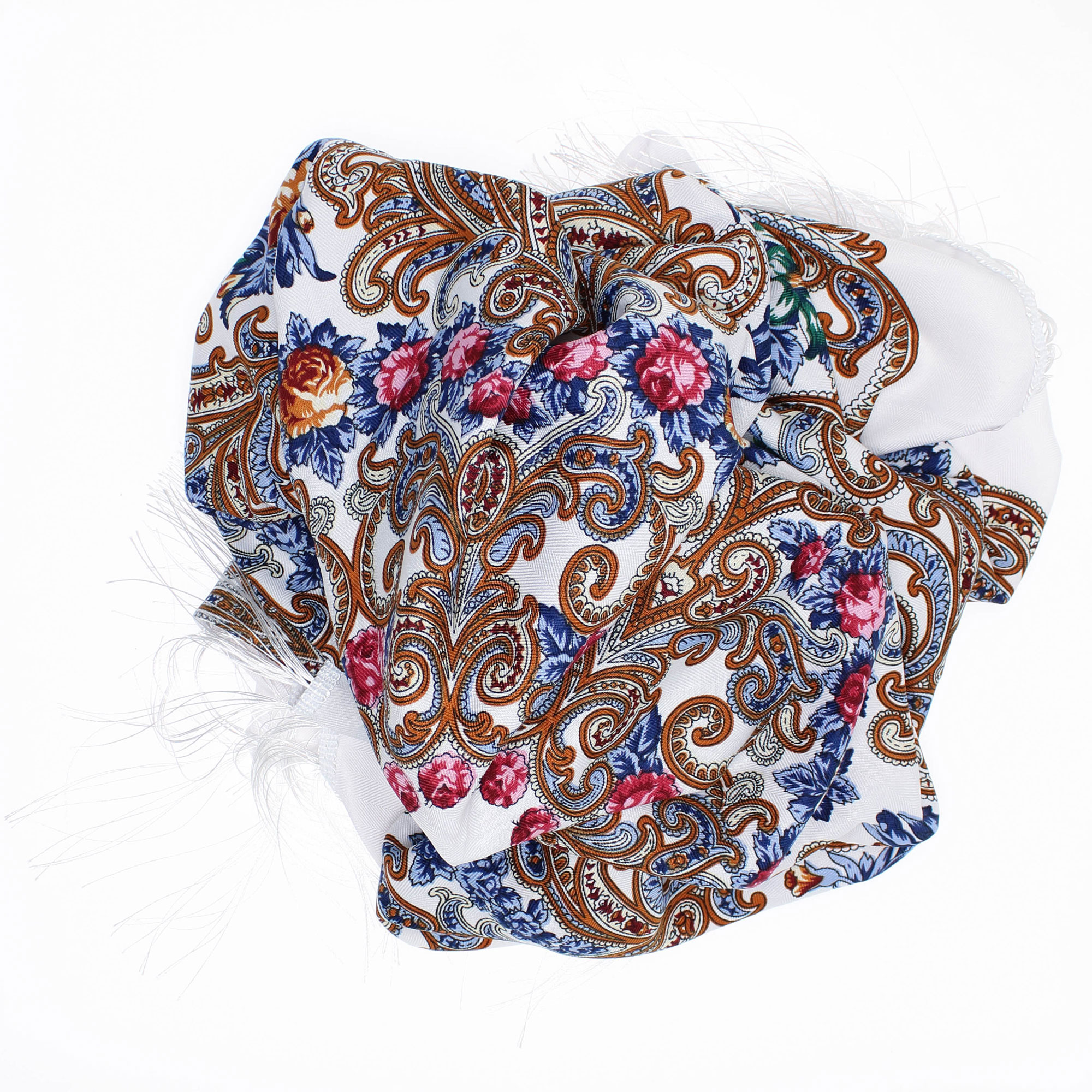 Esarfa de dama, Buticcochet, 100% Viscoza, Alb cu imprimeu floral, 108x180 cm - ES755