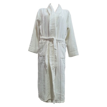 Halate baie, model White01, unisex, cu fir alb, bumbac, buzunare, cordon, alb, L Halate baie, model White01, unisex, cu fir alb, bumbac, buzunare, cordon, alb, L
