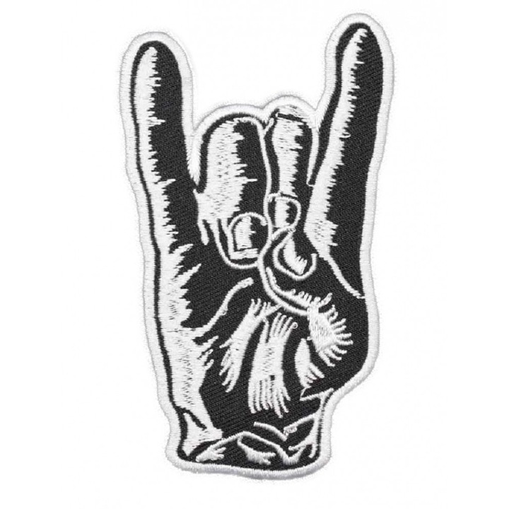 Petic textil hard rock, negru, 10x5 cm