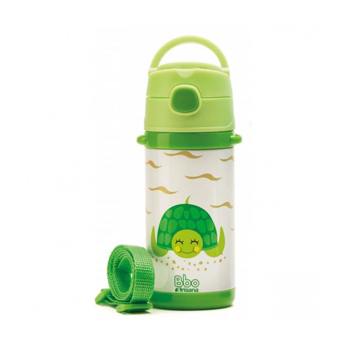 Termos pentru copii cu pai din silicon, 350 ml, VERDE, Irisana