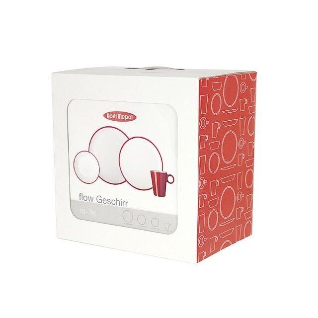 Set vesela rosu, melamina, 16 piese