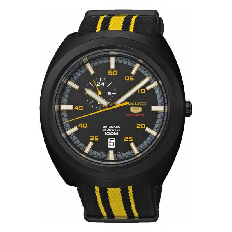 Ceas pentru barbati Seiko Sports Automatic SSA289K1, Negru/Galben
