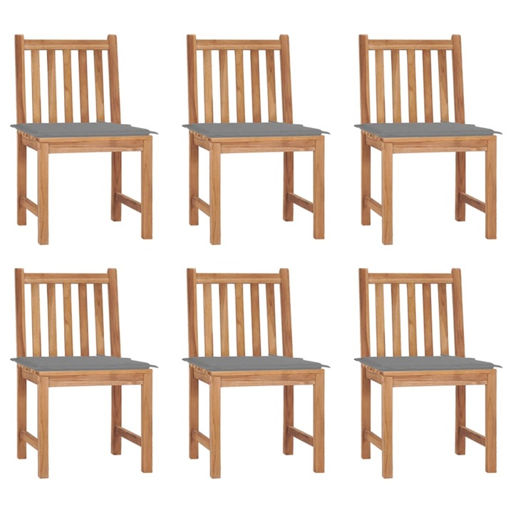 vidaXL 6 db tömör tíkfa kerti szék párnákkal 3073116