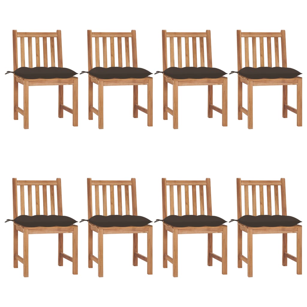 Set Scaune de gradina cu perna, 8 buc maro/ gri taupe lemn masiv de tec 3073165