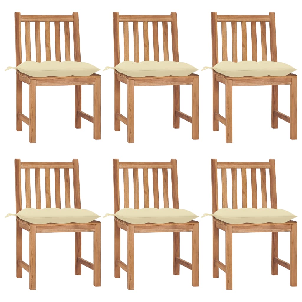 Set Scaune de gradina cu perne, 6 buc, lemn masiv de tec 3073132