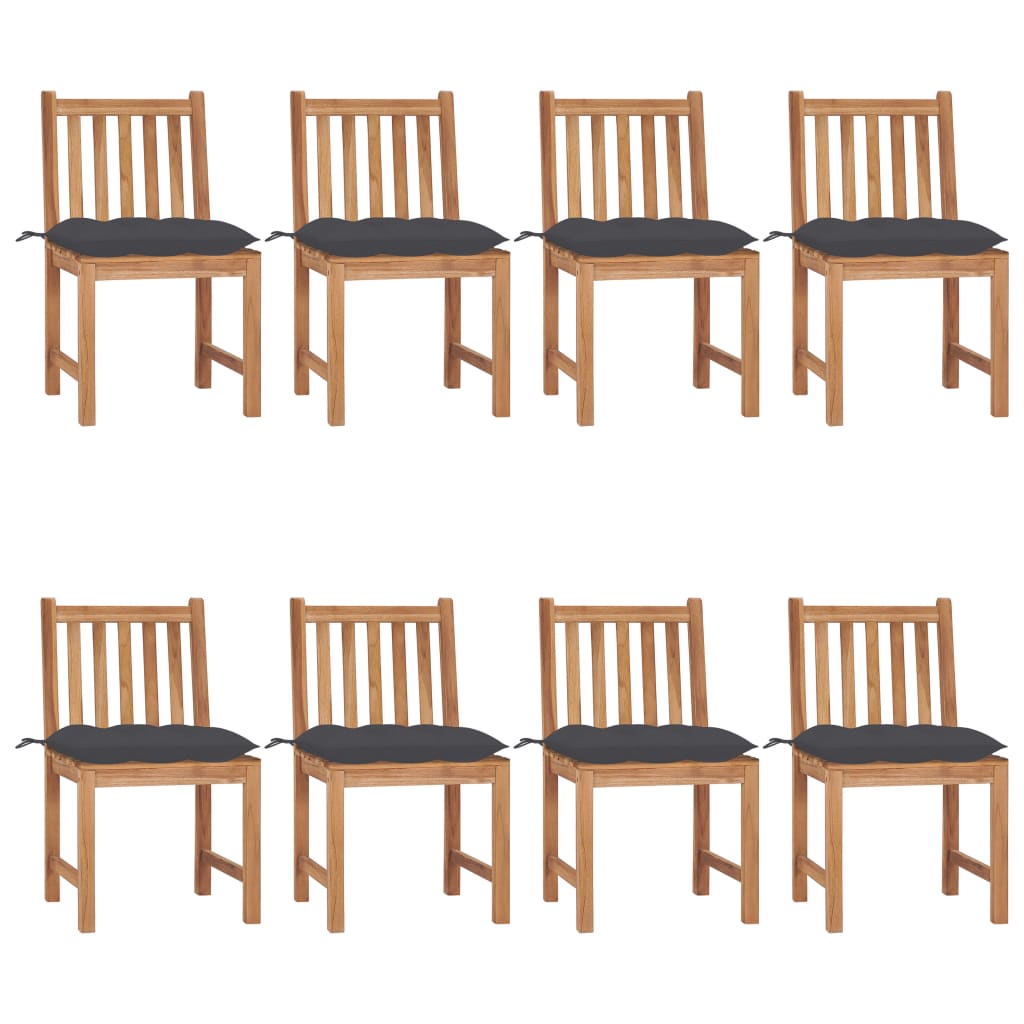 Set Scaune de gradina cu perna, 8 buc maro/Antracit , lemn masiv de tec 3073157