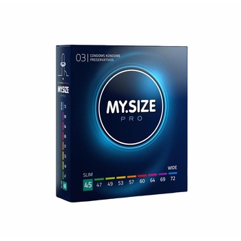 Prezervative premium My Size PRO, subtiri si rezistente, marime 45mm, 1 cutie x 3 buc Prezervative premium My Size PRO, subtiri si rezistente, marime 45mm, 1 cutie x 3 buc
