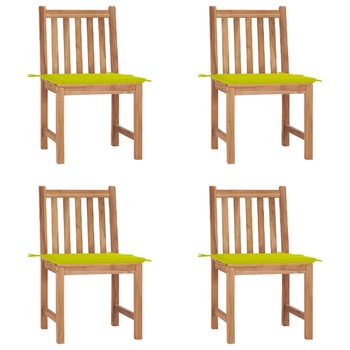 Set Scaune de gradina cu perne, 4 buc maro/Verde , lemn masiv de tec 3073099 Set Scaune de gradina cu perne, 4 buc maro/Verde , lemn masiv de tec 3073099