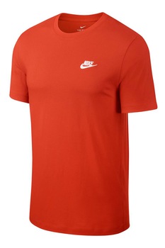 Nike - Тениска Sportswear Club с овално деколте и лого, Тъмно оранжево