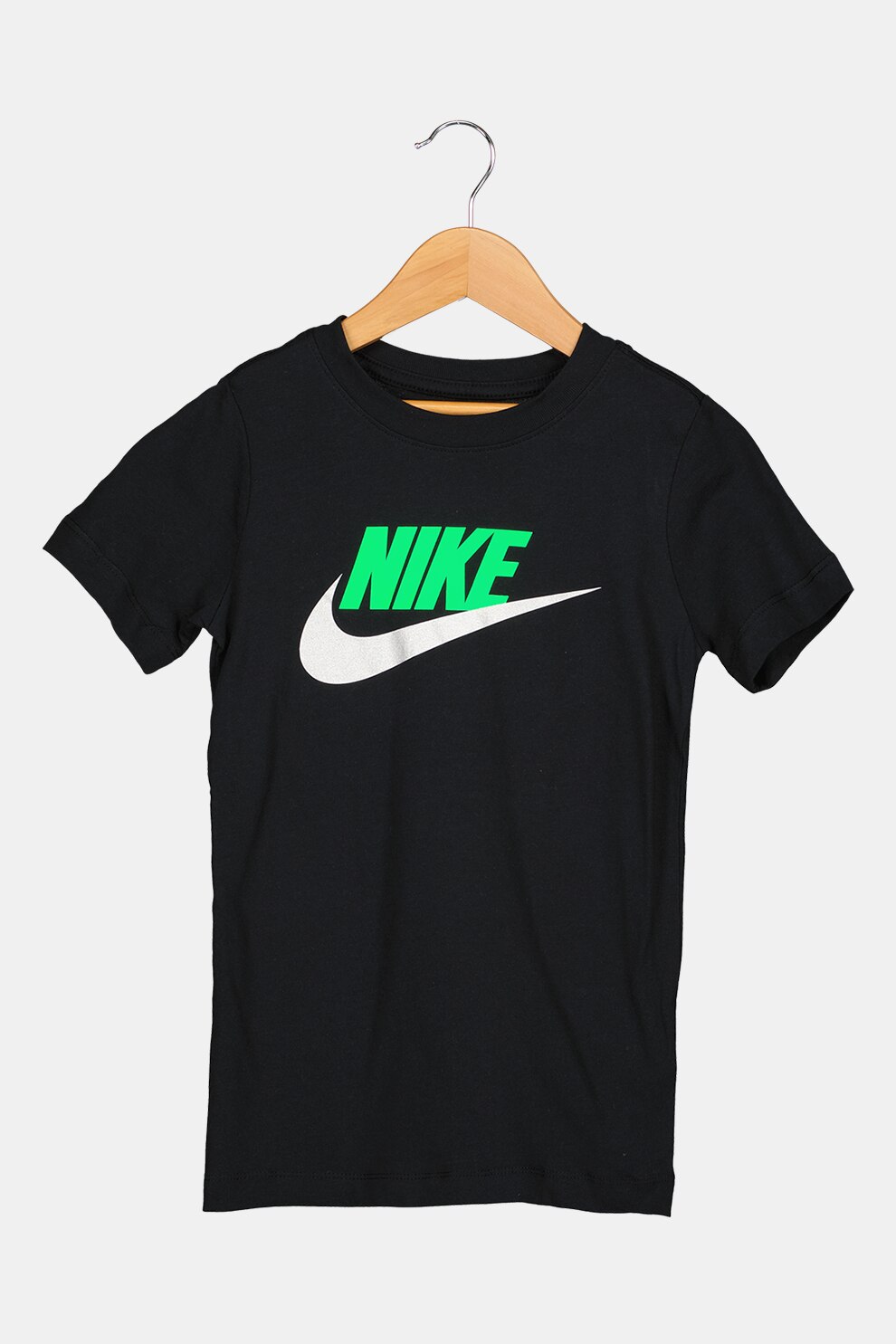 Nike, Tricou cu imprimeu logo Futura Icon, Negru/Verde neon/Gri deschis