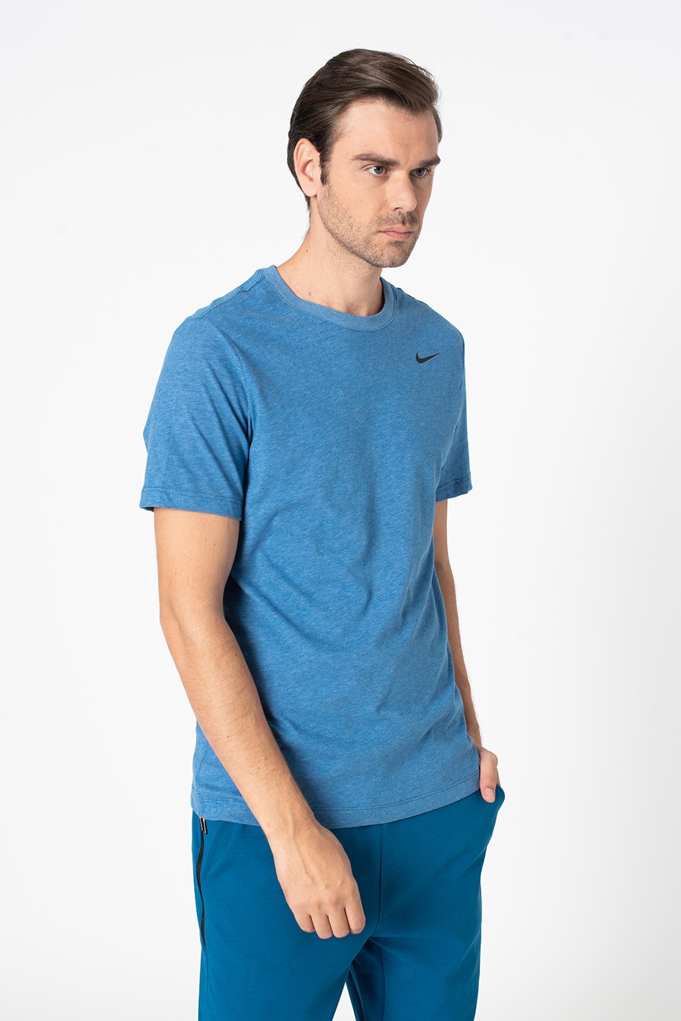 Nike, Tricou cu tehnologie Dri-Fit, pentru antrenament, Albastru lavanda