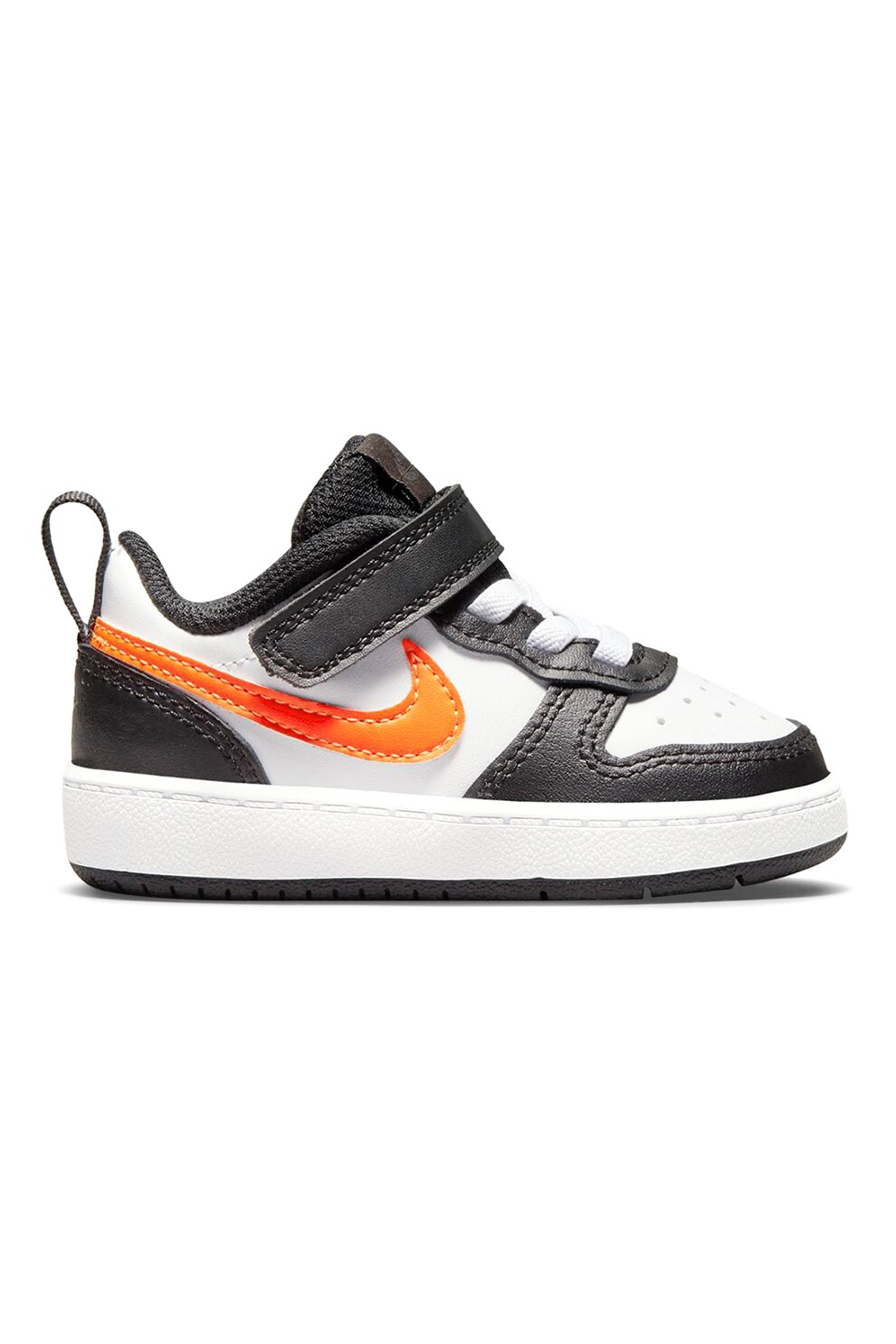 Nike, Pantofi sport cu insertii de piele Court Borough Low 2, Alb/Negru/Portocaliu