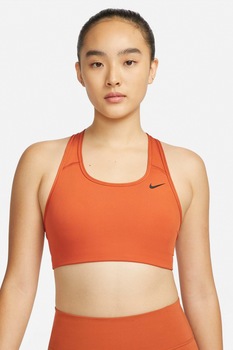 Nike - Фитнес сутиен Swoosh със средна поддръжка, Тъмнооранжев