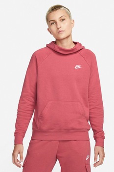 Nike, Hanorac cu maneci raglan si buzunar kangaroo Sportswear Essentials, Roz/Alb Nike, Hanorac cu maneci raglan si buzunar kangaroo Sportswear Essentials, Roz/Alb