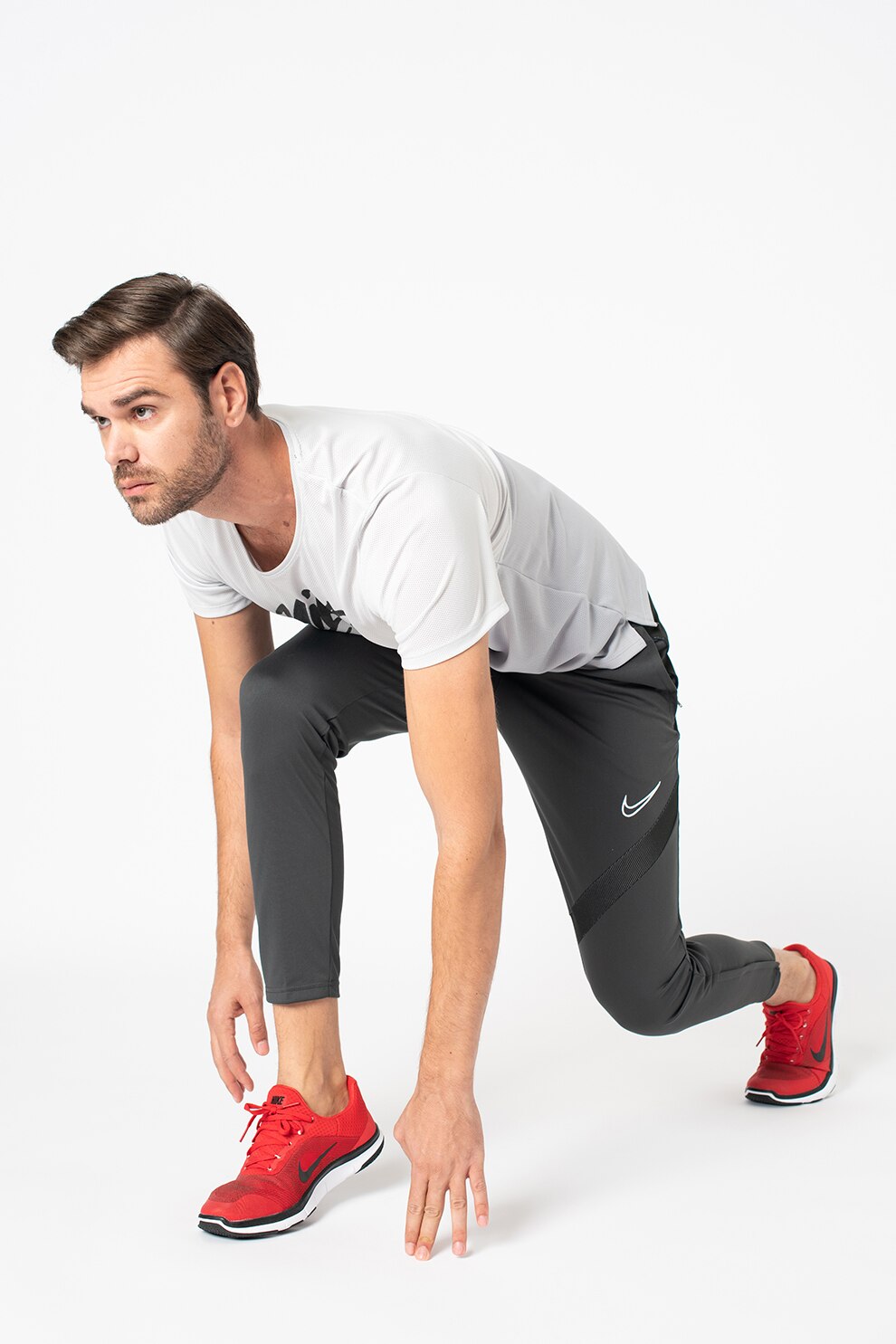Nike, Pantaloni cu tehnologie Dri Fit pentru fotbal Academy, Gri antracit