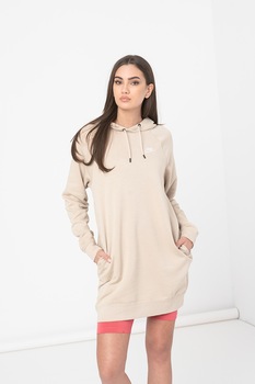Nike, Rochie tip hanorac din jerseu Essential, Maro nisip, M Nike, Rochie tip hanorac din jerseu Essential, Maro nisip, M