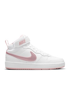 Nike, Pantofi sport cu banda cu velcro Court Corough, Alb/Roz Nike, Pantofi sport cu banda cu velcro Court Corough, Alb/Roz