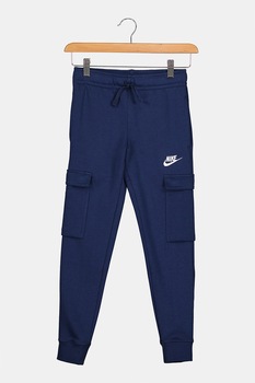 Nike, Pantaloni sport cargo cu snur Club, Albastru inchis