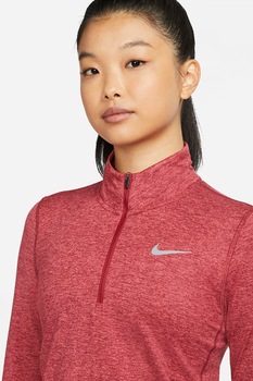 Nike, Bluza cu fenta cu fermoar si tehnologie Dri-Fit, pentru alergare, Rosu melange Nike, Bluza cu fenta cu fermoar si tehnologie Dri-Fit, pentru alergare, Rosu melange