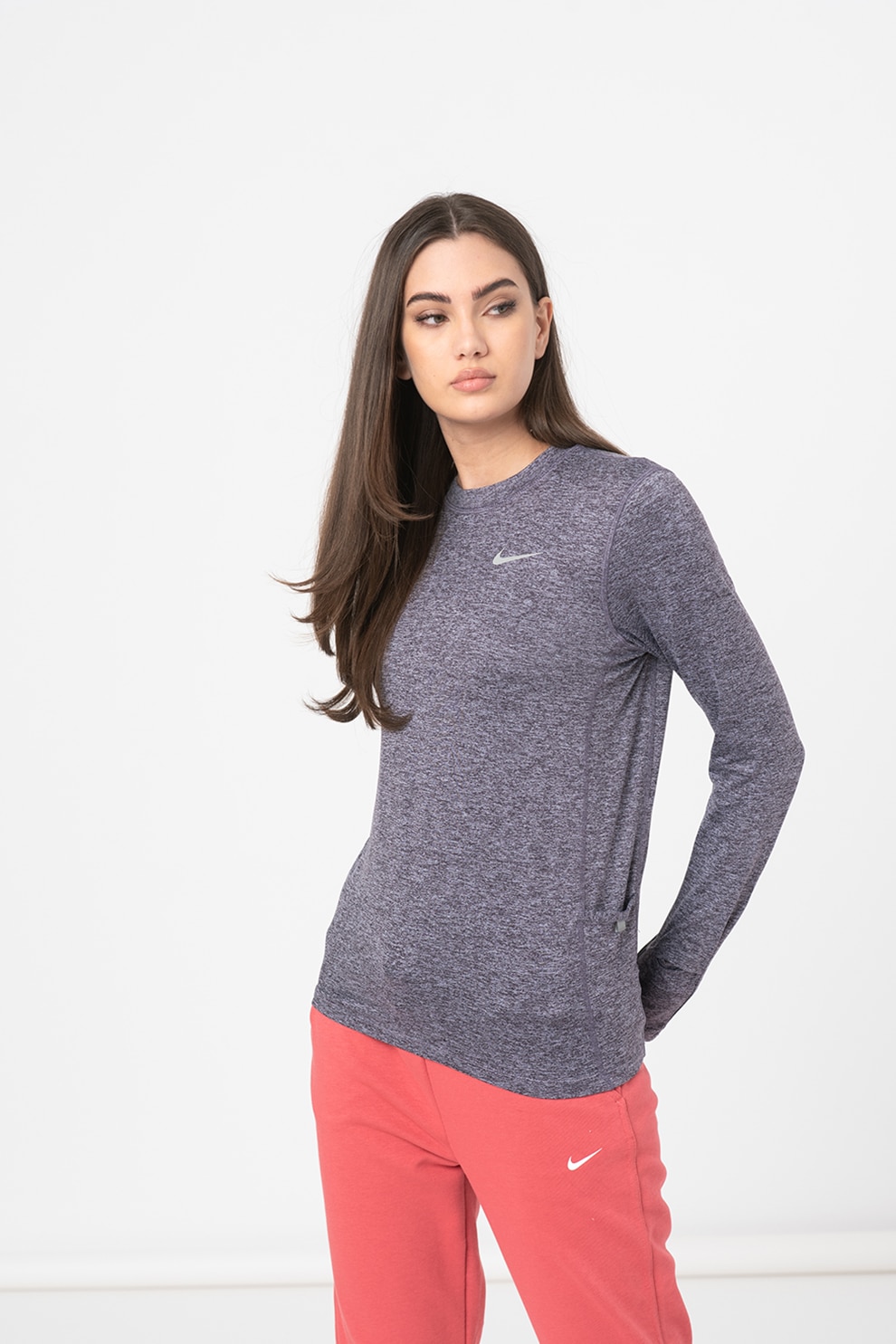 Nike, Bluza cu fenta pentru degetul mare, pentru alergare Element, VIOLET PRAFUIT/LILA PRAFUIT