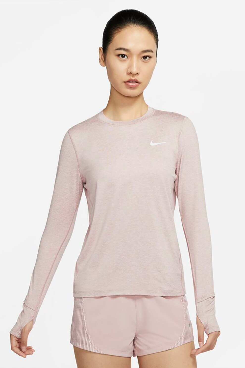 Nike, Bluza cu fenta pentru degetul mare, pentru alergare Element, Roz deschis melange