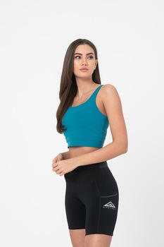Nike, Top crop cu decolteu amplu, pentru yoga Luxe, Verde marin Nike, Top crop cu decolteu amplu, pentru yoga Luxe, Verde marin