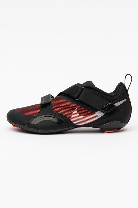 Nike, Pantofi cu velcro pentru ciclism SuperRep Cycle, Rosu/Negru