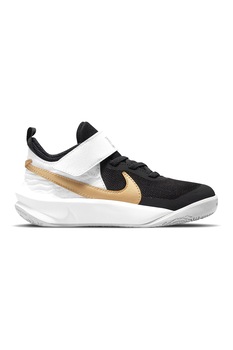 Nike, Pantofi cu garnituri de piele pentru baschet Team Hustle, Negru/Alb Nike, Pantofi cu garnituri de piele pentru baschet Team Hustle, Negru/Alb