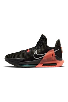 Nike, Pantofi cu aspect colorblock, pentru baschet Lebron Witness VI, Negru/Oranj pal/Alb Nike, Pantofi cu aspect colorblock, pentru baschet Lebron Witness VI, Negru/Oranj pal/Alb