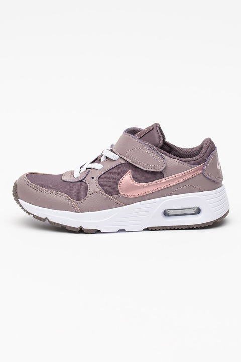 Nike, Спортни обувки Air Max SC с кожа и велкро, Розов/Бледовиолетов