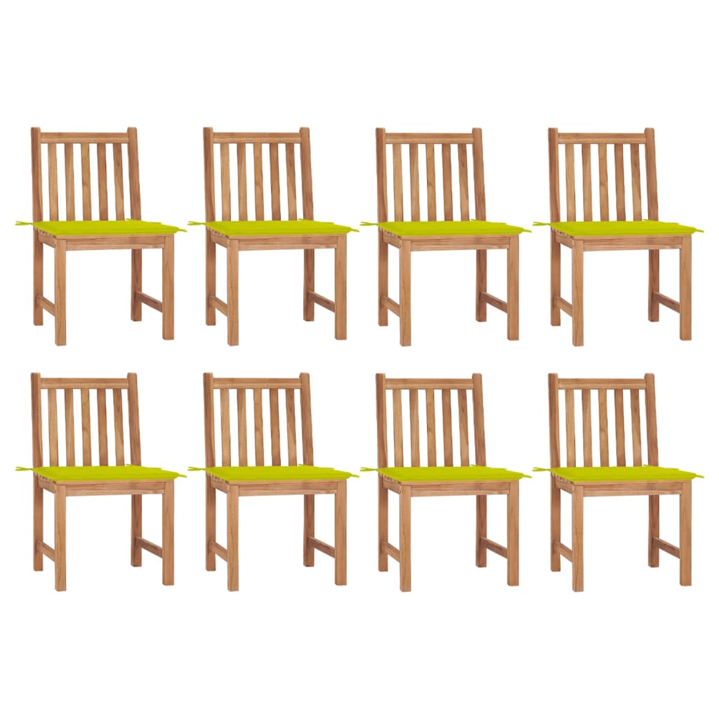 Set Scaune de gradina cu perne, 8 buc maro/ Verde, lemn masiv de tec 3073153